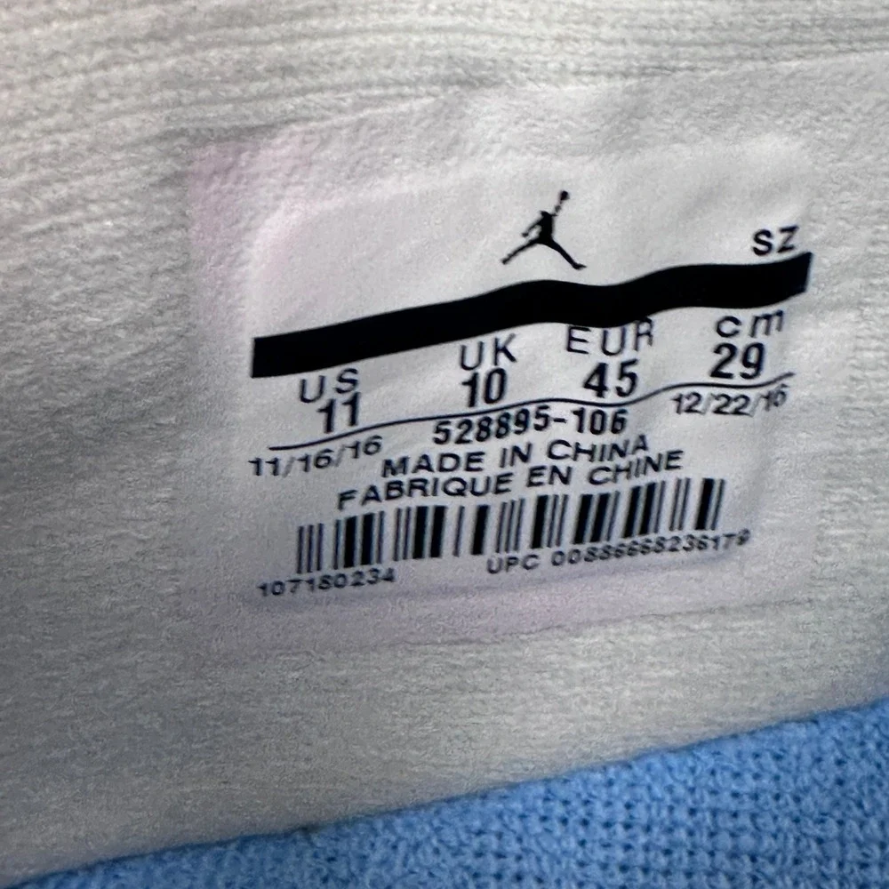 Air Jordan 11 Retro Low White University Blue UNC 528895-106 Mens 11 Sneakers